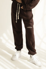 HOMMEBODY EMBROIDERED CHOCOLATE SWEATPANTS