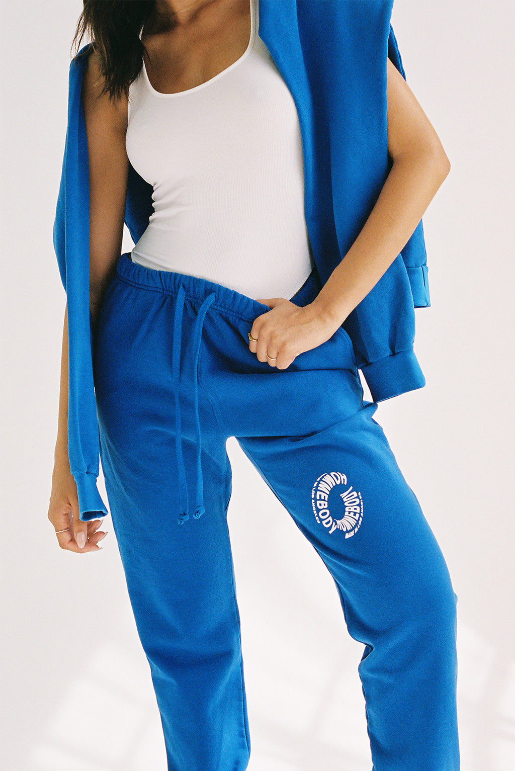 Carleen Cheater Print Quilted Sweatpants - Blue