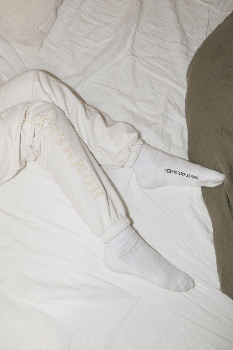 HOMMEBODY EMBROIDERED SWEATPANTS - CREAM