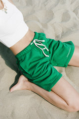 GREEN EMBROIDERED SWEAT SHORT